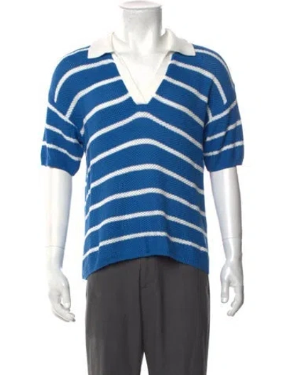 Pre-owned Kule Striped Collar Polo Shirt In Blue