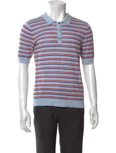 Pre-owned Kule Striped Collar Polo Shirt In Red