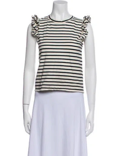 Pre-owned Kule Striped Crew Neck Crop Top In Blue