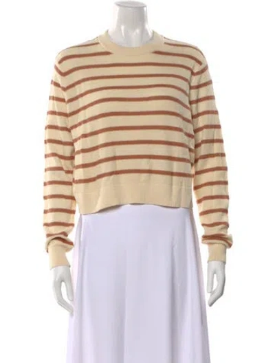 Pre-owned Kule Striped Crew Neck Crop Top In Neutral