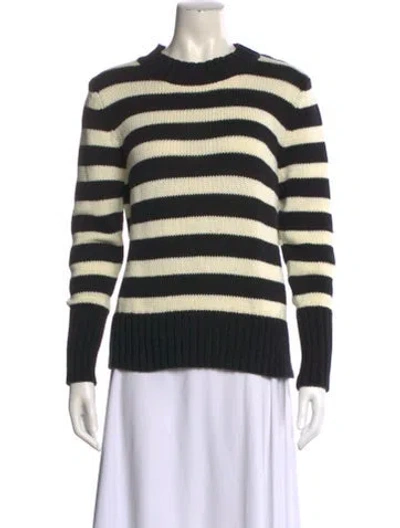 Pre-owned Kule Striped Crew Neck Sweater In Black