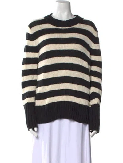 Pre-owned Kule Striped Crew Neck Sweater In Black
