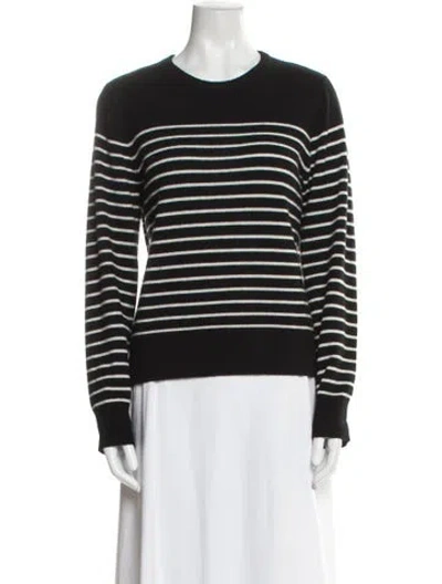 Pre-owned Kule Striped Crew Neck Sweater In Black