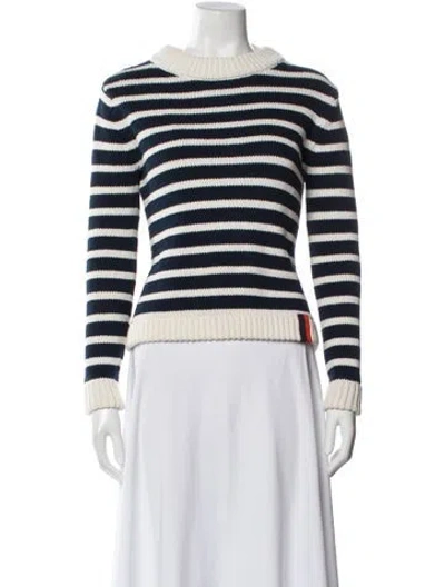 Pre-owned Kule Striped Crew Neck Sweater In Blue