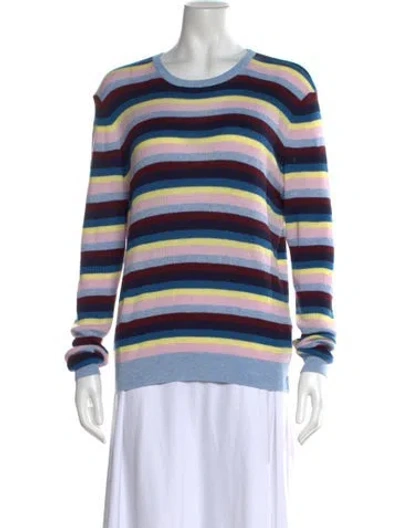 Pre-owned Kule Striped Crew Neck Sweater In Blue