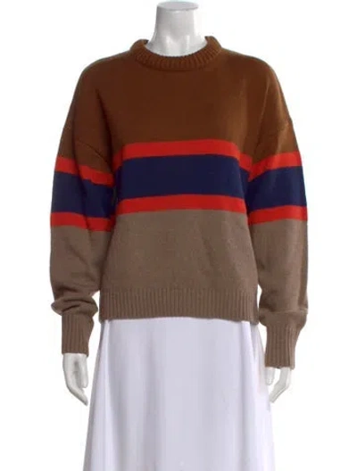 Pre-owned Kule Striped Crew Neck Sweater In Brown