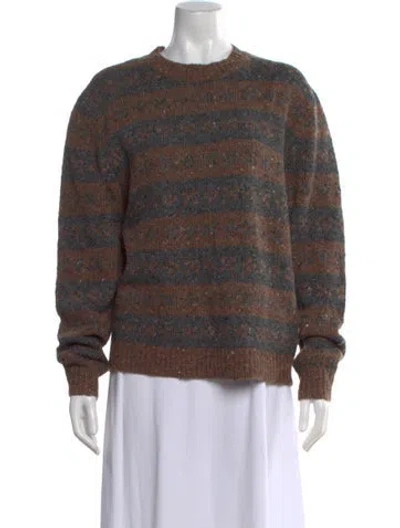 Pre-owned Kule Striped Crew Neck Sweater In Brown