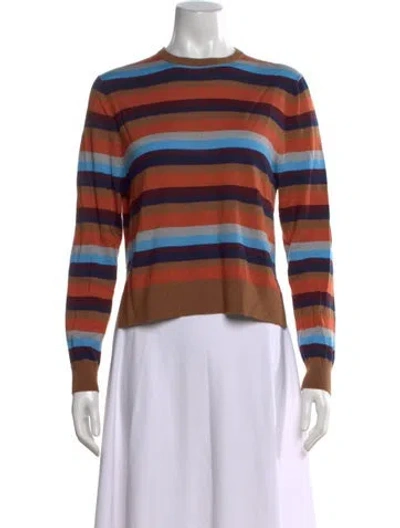 Pre-owned Kule Striped Crew Neck Sweater In Brown