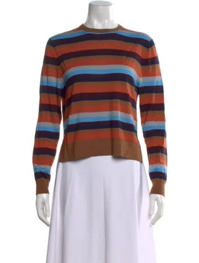 Pre-owned Kule Striped Crew Neck Sweater In Brown