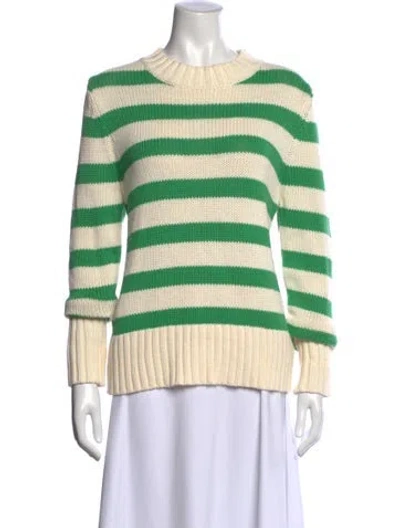 Pre-owned Kule Striped Crew Neck Sweater In Green