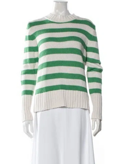 Pre-owned Kule Striped Crew Neck Sweater In Green