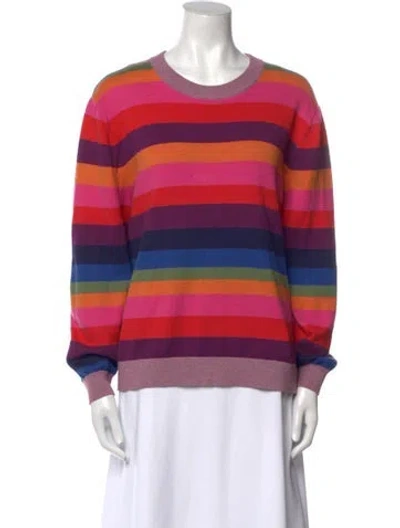 Pre-owned Kule Striped Crew Neck Sweater In Pink