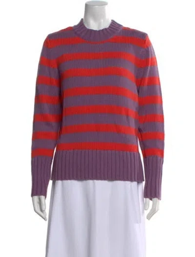 Pre-owned Kule Striped Crew Neck Sweater In Purple
