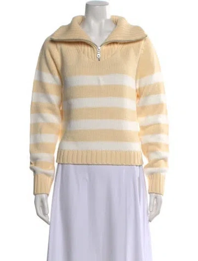 Pre-owned Kule Striped Crew Neck Sweater In White