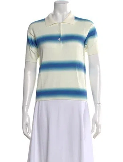 Pre-owned Kule Striped Crew Neck Sweater In White