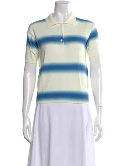 Pre-owned Kule Striped Crew Neck Sweater In White