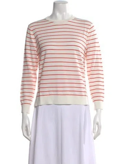 Pre-owned Kule Striped Crew Neck Sweater In White