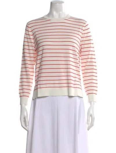 Pre-owned Kule Striped Crew Neck Sweater In White