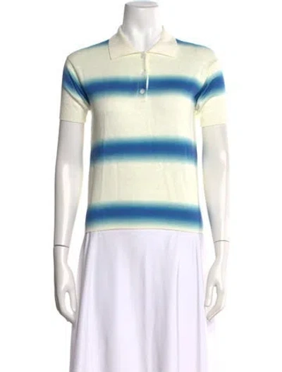 Pre-owned Kule Striped Crew Neck Sweater In White