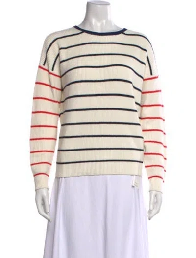 Pre-owned Kule Striped Crew Neck Sweater In White