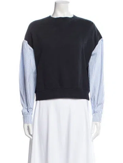 Pre-owned Kule Striped Crew Neck Sweatshirt In Black