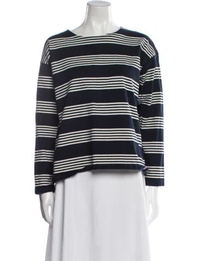 Pre-owned Kule Striped Crew Neck Sweatshirt In Blue