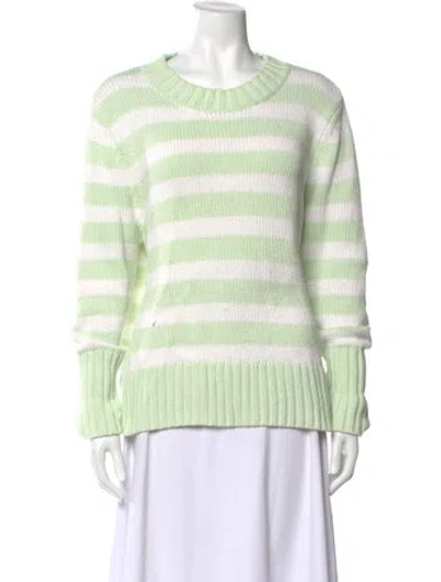 Pre-owned Kule Striped Crew Neck Sweatshirt In Green