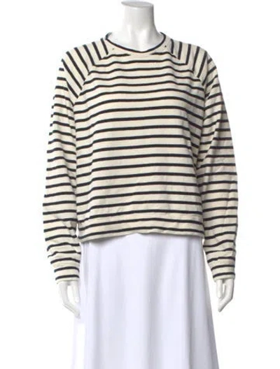 Pre-owned Kule Striped Crew Neck Sweatshirt In Neutral