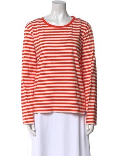 Pre-owned Kule Striped Crew Neck Sweatshirt In Orange
