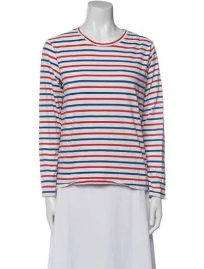 Pre-owned Kule Striped Crew Neck Sweatshirt In White