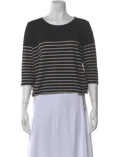 Pre-owned Kule Striped Crew Neck Top In Black