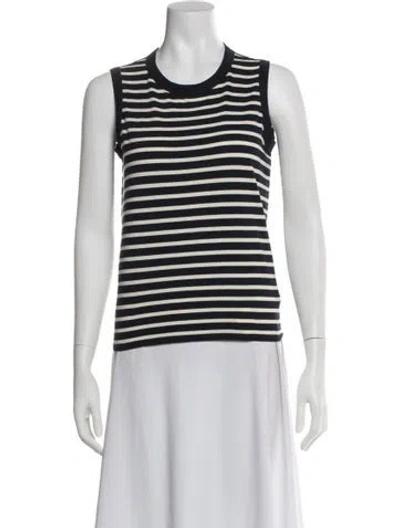 Pre-owned Kule Striped Crew Neck Top In Black