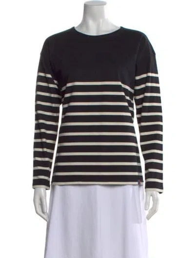 Pre-owned Kule Striped Crew Neck Top In Black