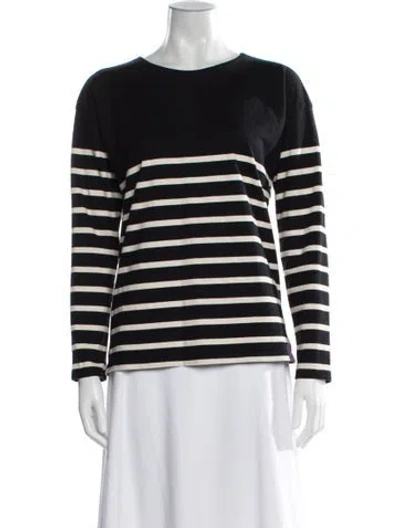 Pre-owned Kule Striped Crew Neck Top In Black