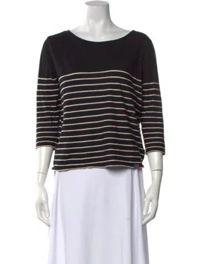 Pre-owned Kule Striped Crew Neck Top In Black