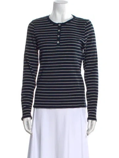 Pre-owned Kule Striped Crew Neck Top In Blue