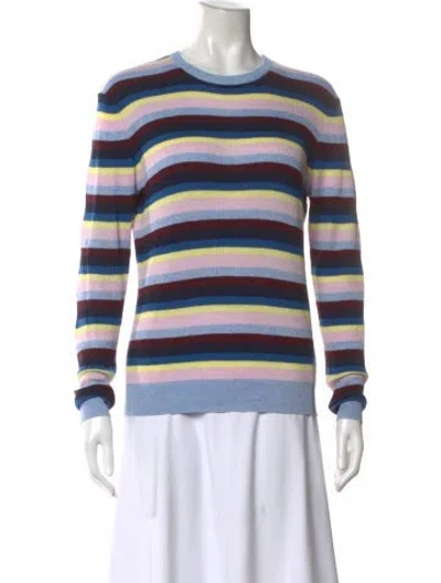 Pre-owned Kule Striped Crew Neck Top In Blue