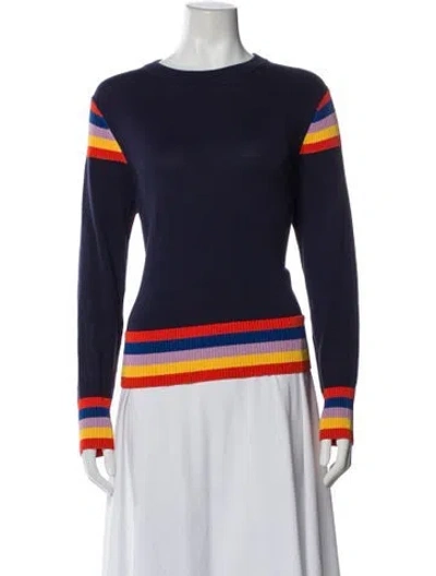 Pre-owned Kule Striped Crew Neck Top In Blue