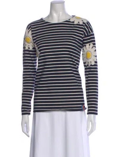Pre-owned Kule Striped Crew Neck Top In Blue