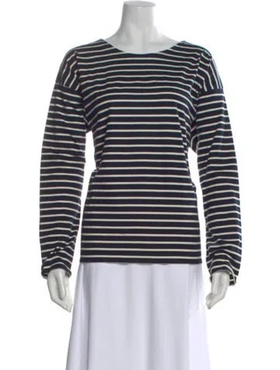 Pre-owned Kule Striped Crew Neck Top In Blue