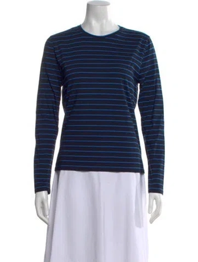 Pre-owned Kule Striped Crew Neck Top In Blue