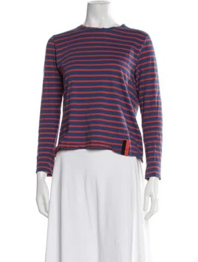 Pre-owned Kule Striped Crew Neck Top In Blue