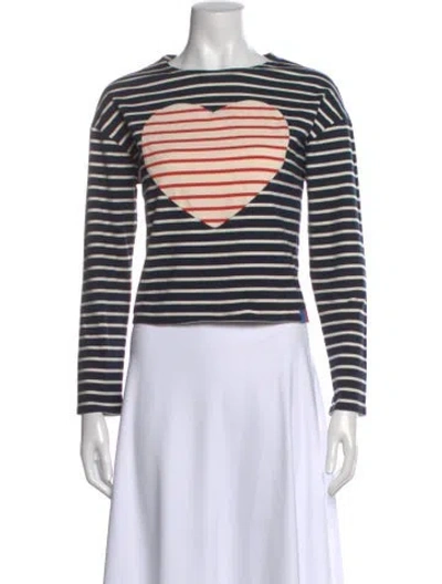 Pre-owned Kule Striped Crew Neck Top In Blue