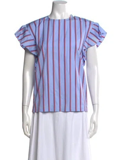 Pre-owned Kule Striped Crew Neck Top In Blue