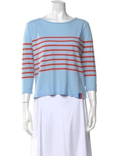 Pre-owned Kule Striped Crew Neck Top In Blue