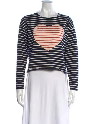 Pre-owned Kule Striped Crew Neck Top In Blue/neutrals