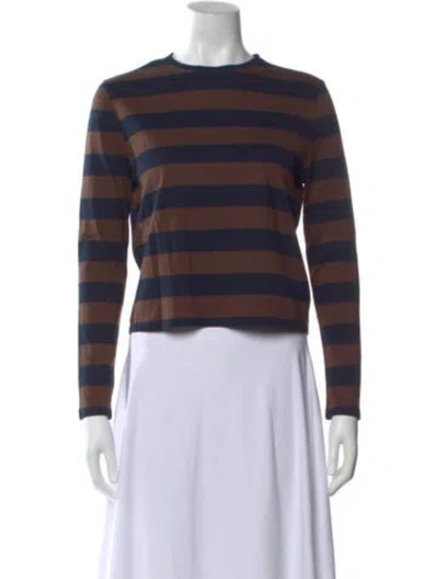 Pre-owned Kule Striped Crew Neck Top In Brown