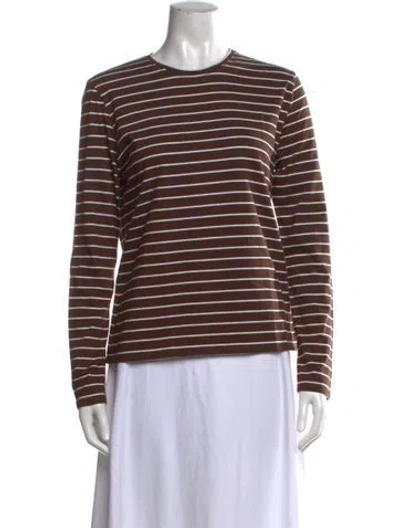 Pre-owned Kule Striped Crew Neck Top In Brown