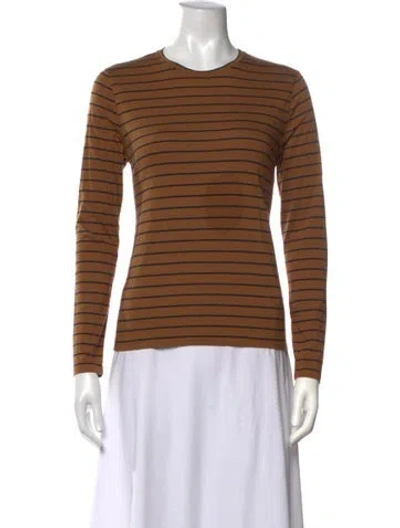 Pre-owned Kule Striped Crew Neck Top In Brown