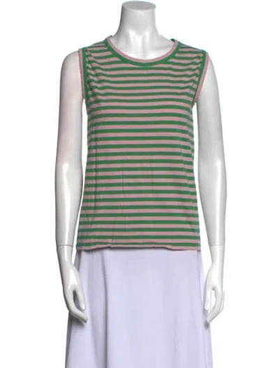 Pre-owned Kule Striped Crew Neck Top In Green